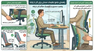 ارگونومی صحیح نشستن پشت میز برای اصلاح چرخش لگن
