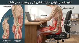 تاثیر نشستن طولانی بر تیلت قدامی لگن و وضعیت ستون فقرات