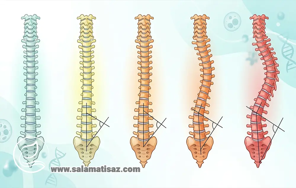 درجات اسکولیوز | جدول کامل زاویه کوب و شدت انحراف ستون فقرات