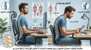 انحنای کیفوز پوسچرال به دلیل افتادگی شانه‌ها و بد نشستن